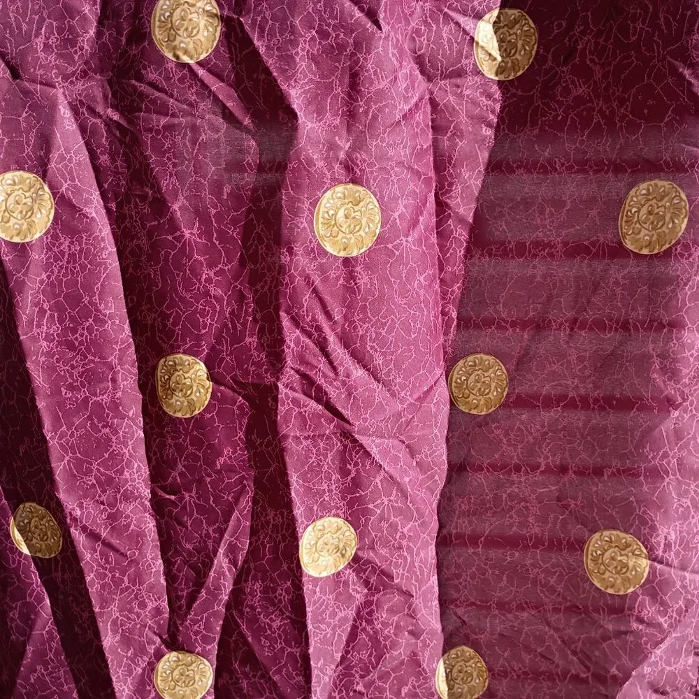 Vintage Springs Shower Curtain Maroon Gold Medallion 90s Art Deco Made in USA